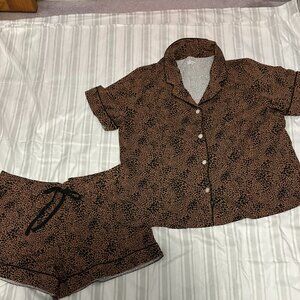 Land's End Two Piece Sleepwear Set | Leopard Print | NWOT | Large